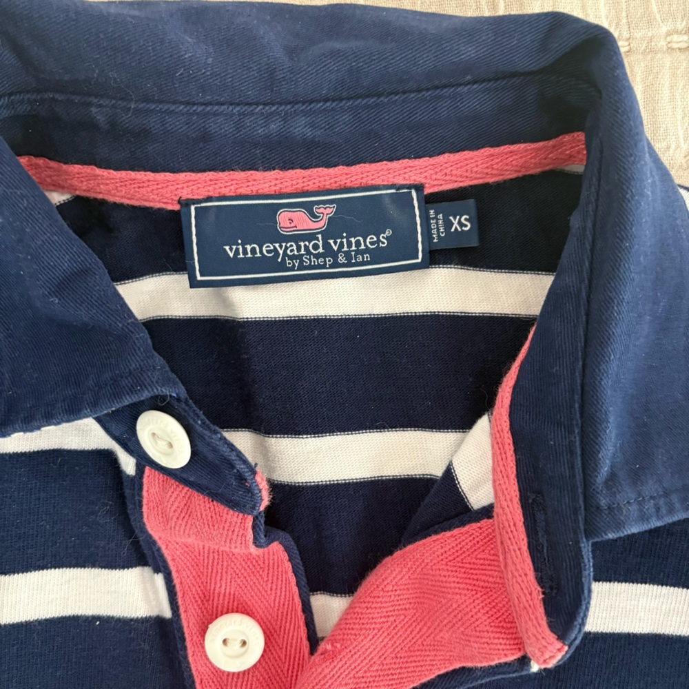 Vineyard Vines Rugby Polo Shirt Navy White Long Sleeve Preppy Women’s XS‎ - Picture 3 of 7